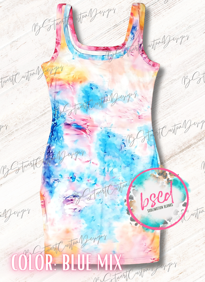 91% POLYESTER TIE DYE DRESSES