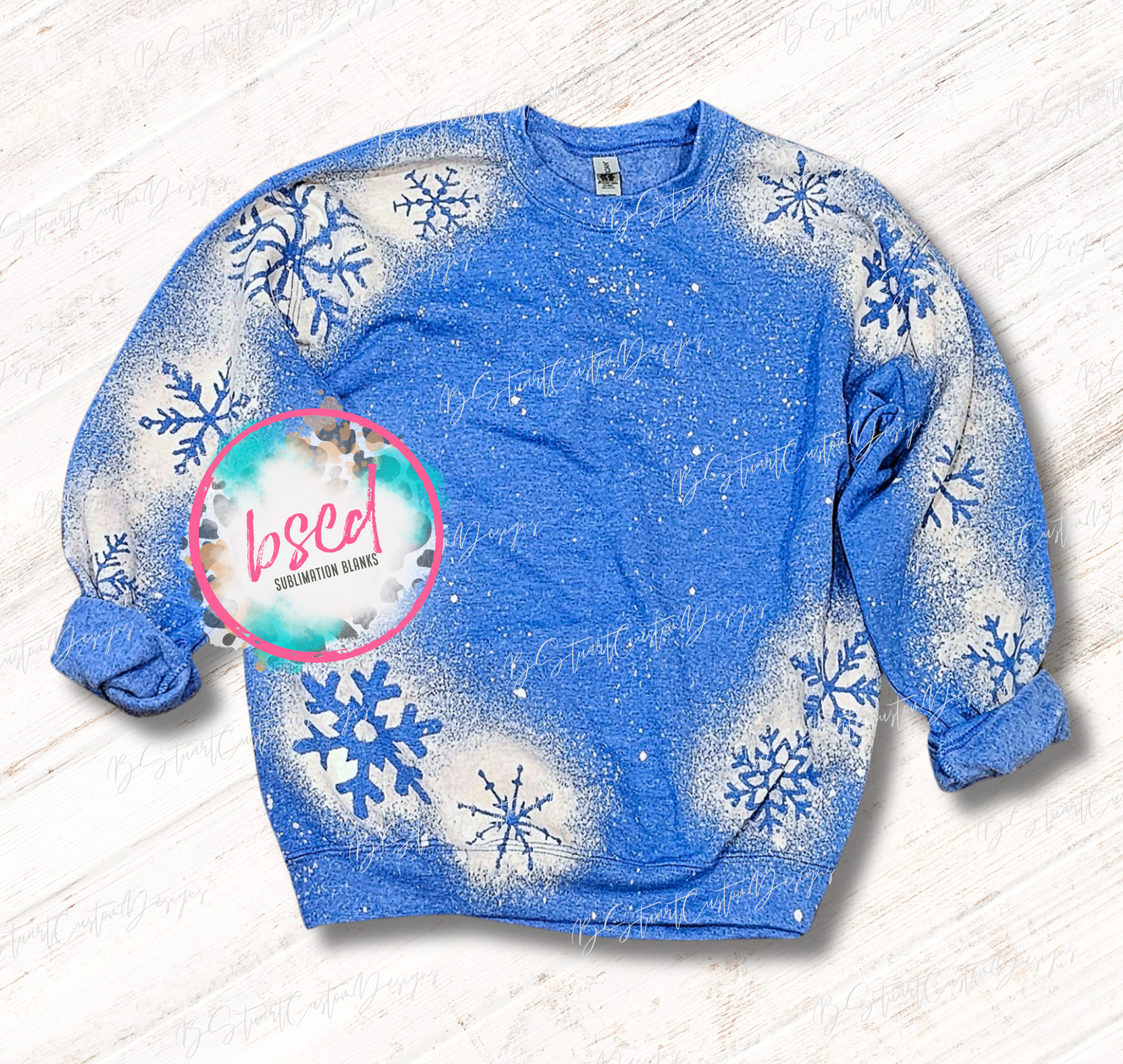 BLUE BLEACHED SNOWFLAKE CREW