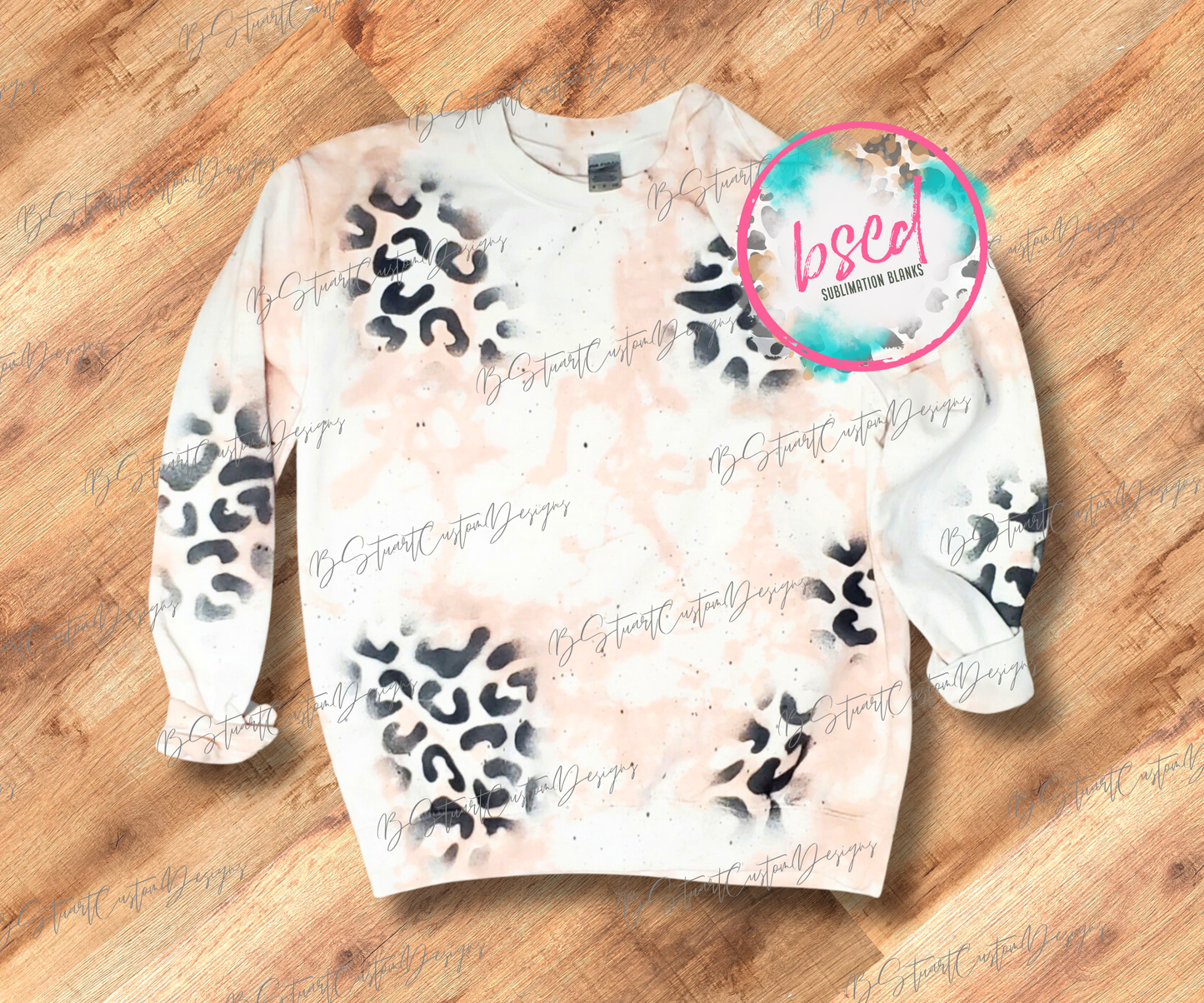 Tan Tie Dye Leopard Crewneck Sweatshirt