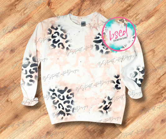 Tan Tie Dye Leopard Crewneck Sweatshirt